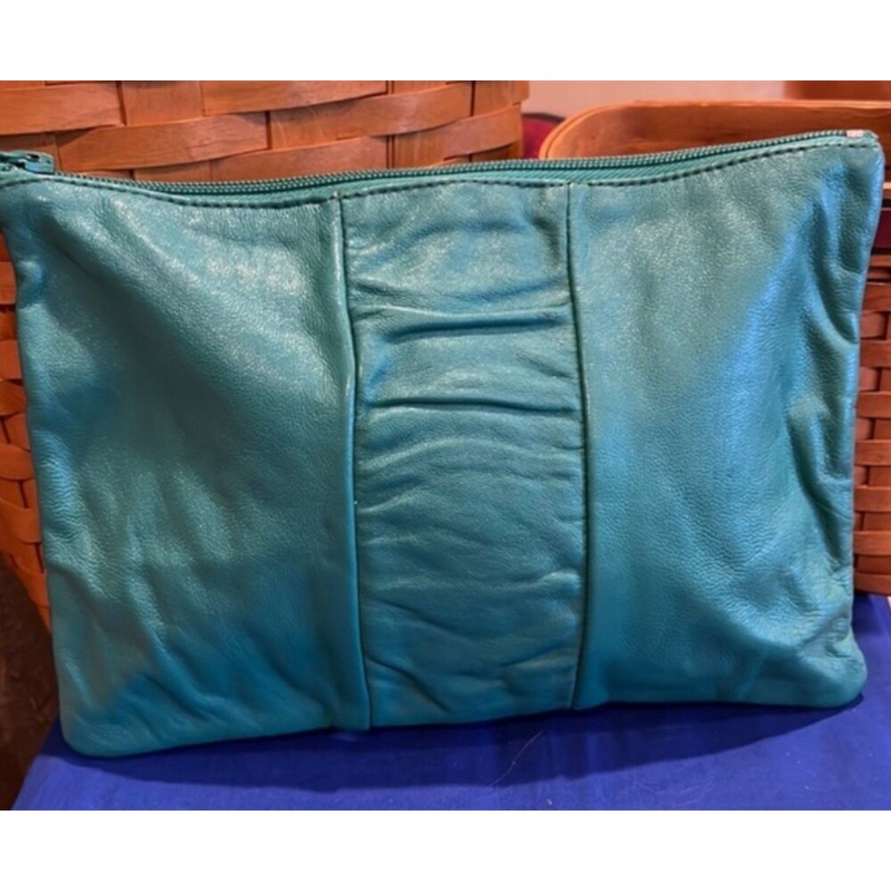 Italian Vintage Leather blue clutch